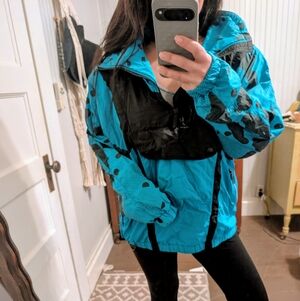 Vintage 80s Tyrolia by Head Ski Turquoise Black Snow Ski Jacket Retro Women's 12